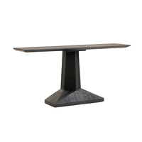 Console de style Japandi Wabi-sabi en olivier recyclé, table de console de luxe noire sur piétement, grande table de rangement design pour la maison