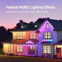 Guirnalda de Luces LED Inteligentes para Exteriores, 15 Metros, 30 Luces RGB, Diseño de Piedras Preciosas, Permanentes, Impermeables, para Aleros