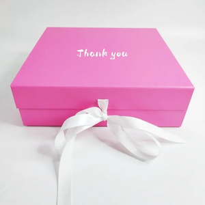 กล่องแม่เห<span class=keywords><strong>ล</strong></span>็กแข็งพับได้พร้อมริบบิ้นสีชมพูสำหรับบรรจุภัณฑ์เครื่องสำอาง - Product Image 2