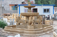 Statue d'animal sculptée à la main de grande taille personnalisée, décoration de jardin, pierre naturelle, marbre beige, fontaine d'eau, sculpture de lion
