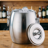 Refroidisseur de bière portable moderne et personnalisé pour la maison et le commerce, luxe européen, seau à glace en acier inoxydable à double paroi 1L/2L pour bar KTV