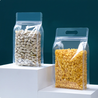 Sacs refermables à poignée transparente, fond carré, huit soufflets latéraux, recyclables, réutilisables, de qualité alimentaire, pour le stockage de denrées sèches, de noix, de céréales et de collations