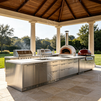 Muebles de Cocina Modernos para Exteriores, Sistema de Gabinetes de Aluminio Personalizados, Isla de Cocina para Jardín con Barbacoa, Resistente a la Intemperie, para Patio Trasero, OEM
