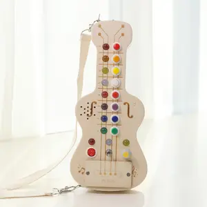 Montessori Led-Lichtschalter beschäftigt Brett Holz-Gitarre Sinnesbrett frühes Lernspielzeug für Kinder Neue