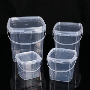 300ml 500ml 1L 2L 3L 5L Clear Transparent Food Grade PP Plastic Square Bucket Food Snacks Candy Popcorn Cookie barrels With lid