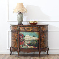 Meuble d'entrée de style américain JINXI, console vintage peinte, table de salon, meuble de rangement demi-rond