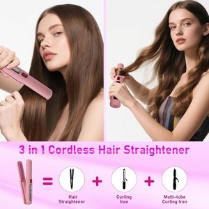 Plancha y Rizador de Vapor Portátil 2 en 1 LAMA Recargable con Pantalla LCD y 5 Velocidades, Estilizador de Cabello de Cerámica con Estuche - Product Image 2