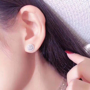 Orecchini rotondi floreali da donna, eleganti e scintillanti, gioielli alla moda per le orecchie - Product Image 3