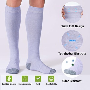 Chaussettes <span class=keywords><strong>de</strong></span> compression montantes personnalisées couleur unie, douces et respirantes, pour le soutien des jambes, idéales pour infirmières, voyages, course à pied et femmes - Product Image 2
