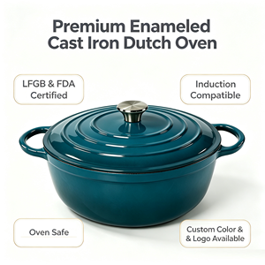 Pentola Olandese in Smalto da 4,32L con Doppio Manico, Antiaderente, Resistente, Casseruola Profonda, Adatta per Induzione e Forno, in Ghisa Smaltata - Product Image 1