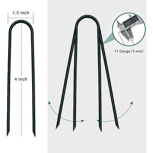 Estacas de Jardín en Forma de U Stimulate Szxxzzmy de 4 Pulgadas, Grapas de Acero de Aleación Metálica Verde para Paisajismo, Uso en Exteriores y Jardines - Product Image 2