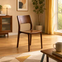 Chaise de salle à manger en bois massif MULIGNA, dossier en bois avec découpe, design ouvert, pour cuisine, restaurant, café, style nordique, chaise d'appoint pour la maison