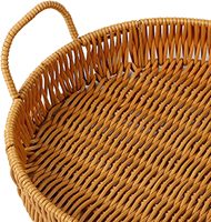 Panier de service alimentaire tissé à la main, multifonctionnel, en matériau PP, en rotin, pour table à manger, bords lisses, plateau de cuisine