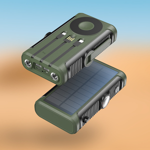 Cargador Portátil de Alta Capacidad de 20000 mAh con Manivela Solar, Carga Rápida PD20W, Carga Inalámbrica, 3 Cables Integrados, Resistente a Salpicaduras - Product Image 2