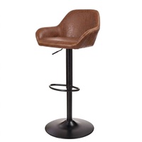 Tabouret de bar Wingback avec coutures en zigzag, noir mat, piétement annulaire, repose-pieds, hauteur réglable, base pivotante à 360° pour cuisine et pub