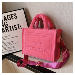 Bolso tote cuadrado de terciopelo para mujer, elegante, con estampado de letras, bandolera, bolsos de hombro para mujer, bolsos de mano Charisma con asa superior - Product Image 5