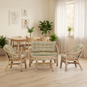 Juego de Muebles de Ratán para Sala de Estar, Estilo Costero, Sofá y Sillones Acolchados, Muebles Modernos para el Hogar - Product Image 4