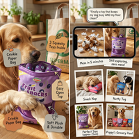 Jouets pour chiens en peluche Crinkle Snack Bag, jouets à mâcher interactifs pour chiots, jouets pour animaux de compagnie durables, avec friandises aux fruits, café et noix mélangées, et jouets qui couinent
