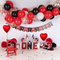 Ensemble de 50 ballons de confettis ronds en latex noir rouge et blanc de 12 pouces pour les décorations de fête de mariage d'anniversaire et de vacances
