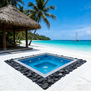 สระว่ายน้ำไฟเบอร์กลาสสุดหรู ผลิตจากโรงงาน พร้อมไฟ LED ปรับความสว่างได้ และหัวฉีดน้ำ สำหรับสระว่ายน้ำกลางแจ้งในสวนโรงแรมหรือบ้าน - Product Image 2