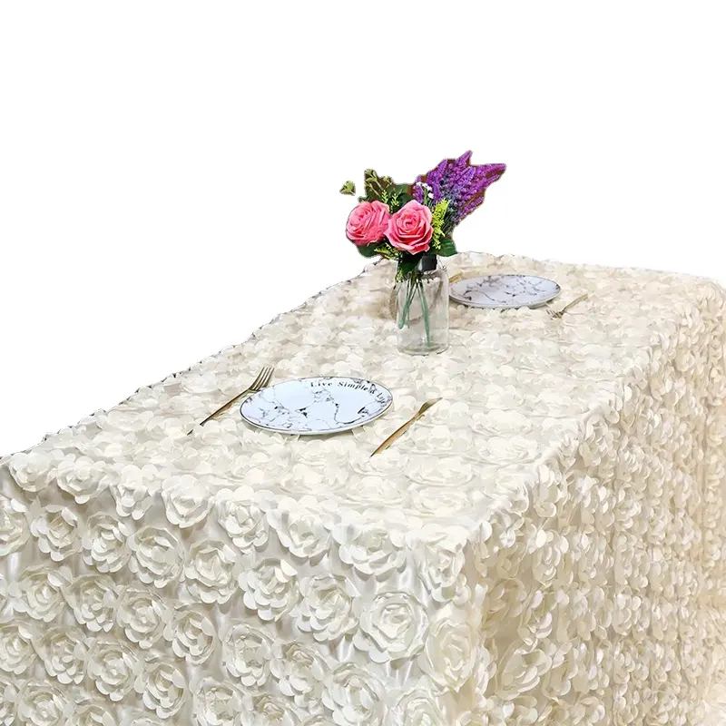 3d Flora Patroon Borduren Rose Bloemen Tafelkleden Ronde Tafelkleed Bruiloft Decor Tafel Dekken