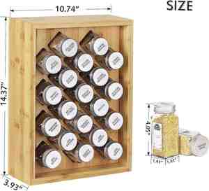 Organiseur d'épices en bambou pour la cuisine avec 20 bocaux en verre pour armoire de cuisine - Product Image 2