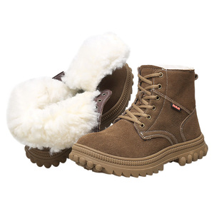 Botas de Nieve Forradas de Lana para Invierno, Tacón Medio, Unisex, para Adultos, Gruesas, Cálidas, de Color Sólido, con Cordones Delanteros - Product Image 5