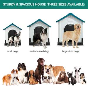 Grote hondenhok buiten, plastic hondenhok, waterbestendig, met verstelbaar dakraam en verhoogde bodem - Product Image 3