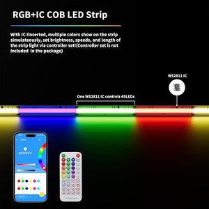 Tira de Luces LED RGB Inteligente <span class=keywords><strong>con</strong></span> Chip COB, 18 pies, Direccionable, <span class=keywords><strong>con</strong></span> Efecto de Persecución de Color, 12V, Multicolor, Flexible, para Fiestas - Product Image 3