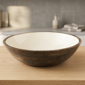 Bol de service en bois fait main au design minimaliste pour la présentation des aliments à la maison - Product Image 3