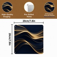 Peinture sur panneau d'aluminium abstraite avec lignes fluides dorées, décoration artistique en métal, impression artistique en aluminium
