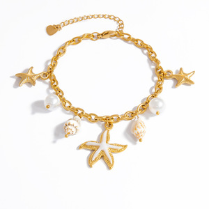 Starfish Pearl <b>Bracelet</b> 18K Gold Plated Ocean Style Unisex Jewelry Everyday Wear - Product Image 5