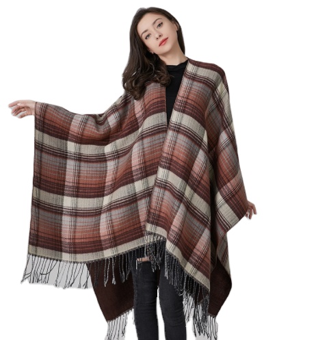 Модная зимняя теплая двусторонняя матовая уютная шаль шарф женский ruana оптом