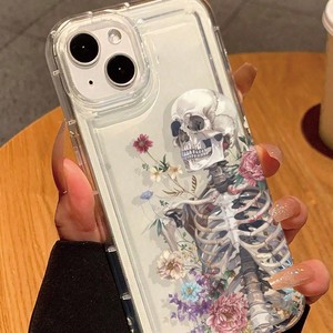 Nuova <span class=keywords><strong>Cover</strong></span> per <span class=keywords><strong>iPhone</strong></span> 17 16 15 14 Pro Max con Stampa Floreale Colorata a Margherita e Peonia, Design Scheletro Artistico, <span class=keywords><strong>Trasparente</strong></span> con Foro Grande, Collezione 2025 - Product Image 4