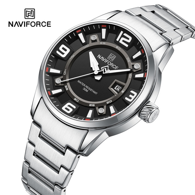 NAVIFORCE 8044 Men Luxury Watches Private Label Watch Manufacturers 3ATM Waterproof Stainless Steel Quartz Watch with Date
