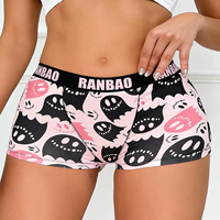 Shorty femme personnalisé Y2K avec imprimé fantôme de dessin animé, taille mi-haute, extensible, avec lettres et taille élastique, nouveauté