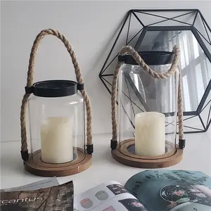 High Quality Wholesale Hanging Spring Glass Jar Candle Holders Metal Dorm Room Wedding Decoration for Valentine's Day Holidays