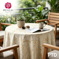 Nappe rectangulaire en polyester et lin imprimé motif marbre beige doré HuaLai pour la maison, les banquets et la décoration de fêtes, résistante aux plis