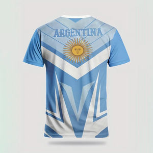 Camisetas de fútbol con patrones argentinos Logotipo personalizado Uniforme de bola de hombre digital Moda Verano Impreso Camiseta corta - Product Image 3