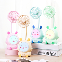 Relatiegeschenken 3D Cartoon Dier Kleine Ventilator Met Nachtlampje Creatieve Ventilator Licht Nachtkastje Sfeer Nachtlampje Luchtstroom Fan