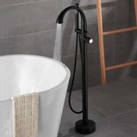 Robinet de baignoire sur pied en laiton chromé Azeta à poignée unique avec LED pour salle de bain
