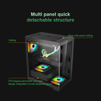 Boîtier compact ITX M-ATX Mid Tower compatible avec dissipateur thermique de 165 mm, carte graphique de 310 mm, 1xHDD, 1xSSD, alimentation ATX à montage inférieur