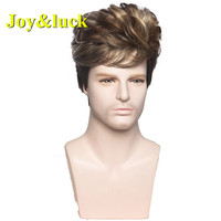 Perruque Afro synthétique bouclée courte, pour hommes, couleur noire, brun naturel, prix en gros,