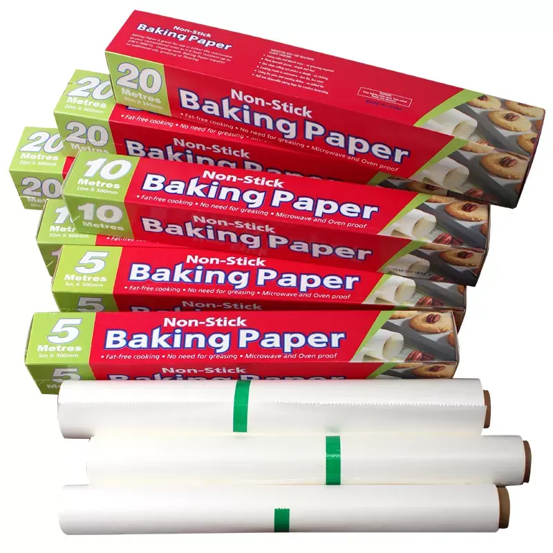 5m 10m 30m Pre Cut Food Grade Siliconized Colored Baking Parchment Paper Roll