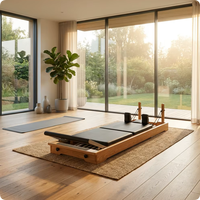 Máquina de Pilates Reformer Ajustable de Madera de Arce, Equipo Profesional de Entrenamiento de Fuerza para Estudio de Fitness y Yoga