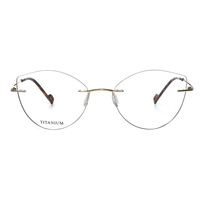 Monturas de Gafas Ópticas de Titanio Puro Estilo Ojo de Gato Retro RT002, Diseño sin Montura con Material de Lentes AC, Precio al por Mayor