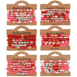 Joyería de Moda, Pulseras de Cuentas con Dijes de Corazón, Regalo de San Valentín para Mujer, Hecho en China - Product Image 1