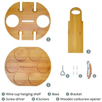 Petit casier à vin de comptoir avec porte-verre étagère à bouteilles porte-vin support de stockage de vin de cuisine en bambou