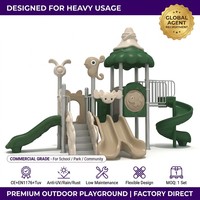SageDelightRides Unité de jeu ODM avec toboggan double vague pour enfants, en LLDPE et tubes en acier galvanisé, modèle Town Square, vente en gros