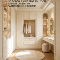 Armoire de chambre nordique en bois massif crème, avec étagères ajustables écologiques, portes miroir à fermeture douce, modulaire et sur mesure